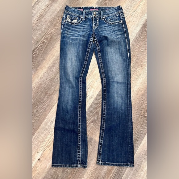 Vigoss Denim Jeans size 5 Length 33 Rhinestones Western - Picture 2 of 7